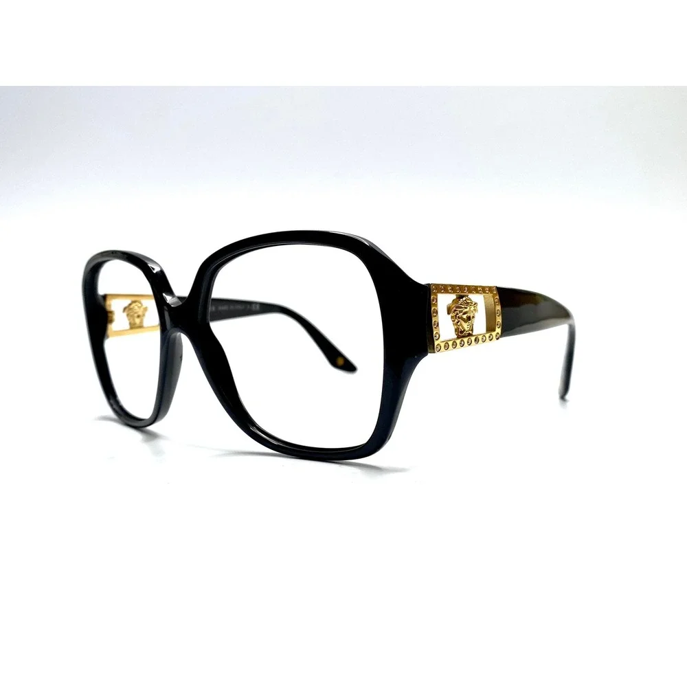 Versace MOD 4242-B Black Gold Medusa Crystal Square Eyeglasses 57-16-135
